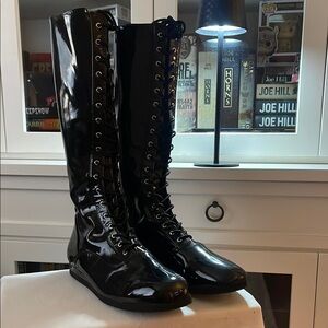 Men’s Tall Wrestling Halloween WWE Boots Size 12 Black Lace-Up Zipper Costume